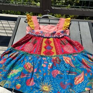 FARM Rio Color Blocked Embroidered Dress Size Small NWT